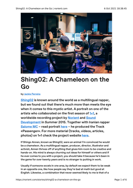 Shing02: a Chameleon on the Go | Norient.Com 6 Oct 2021 18:38:45