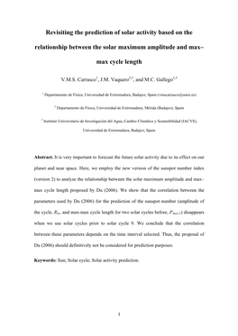 Revisiting the Prediction of Solar Activity Based on the Relationship Between the Solar Maximum Amplitude and Max–