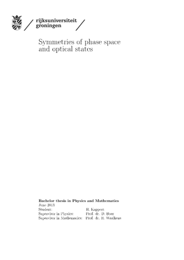 Symmetries of Phase Space and Optical States