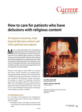 How to Care for Patients Who Have Delusions with Religious Content