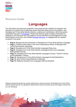 Languages — Resource Guide