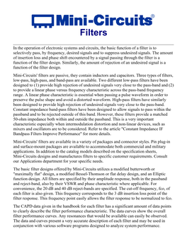 Application Note: Filters