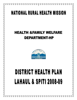 District Health Plan Lahaul Spiti 2008-09.Pdf