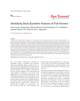 Identifying Socio-Economic Features of Fish Farmers