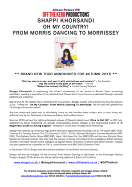 Shappi Khorsandi Oh My Country! from Morris Dancing to Morrissey