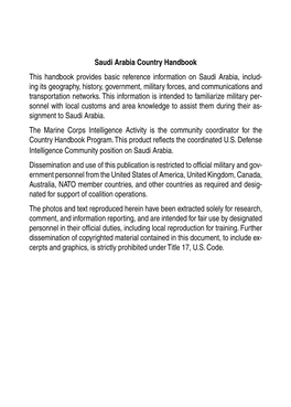 Saudi Arabia Country Handbook This Handbook Provides Basic Reference