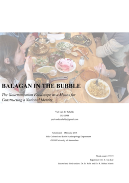 BALAGAN in the BUBBLE the Gourmetization Foodscape As a Means for Constructing a National Identity