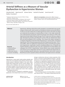 Arterial Stiffness As a Measure of Vascular Dysfunction in Hypertensive Women