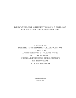 Formation Design of Distributed Telescopes in Earth Orbit with Application to High-Contrast Imaging