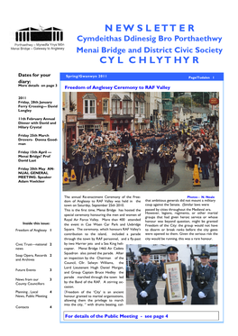 Page 1 Freedom of Anglesey Ceremony to RAF Valley Dates For