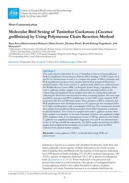 Molecular Bird Sexing of Tanimbar Cockatoos (Cacatua Goffiniana) by Using Polymerase Chain Reaction Method