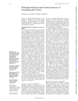 Pathophysiological and Clinical Aspects of Breathing After Stroke 701