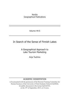 In Search of the Sense of Finnish Lakes