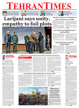 Larijani Says Unity, Empathy to Foil Plots