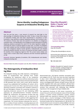 Borne Identity: Leading Endogenous Suspects at Imidazoline Binding Sites