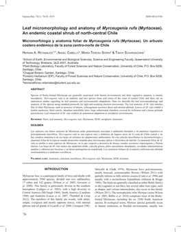 Leaf Micromorphology and Anatomy of Myrceugenia Rufa (Myrtaceae). an Endemic Coastal Shrub of North-Central Chile