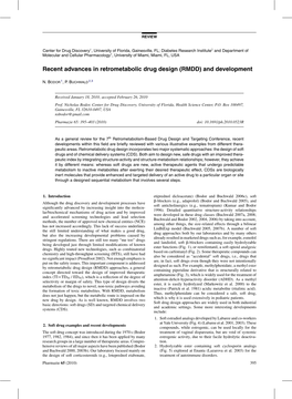 Recent Advances in Retrometabolic Drug Design (RMDD) and Development