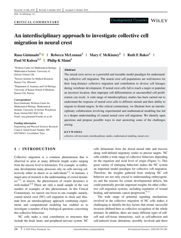 An Interdisciplinary Approach to Investigate Collective Cell Migration in Neural Crest