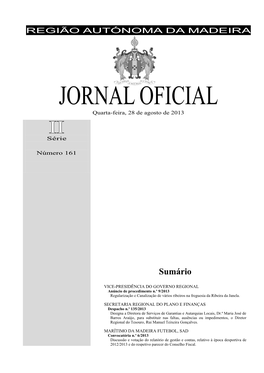 JORNAL OFICIAL Quarta-Feira, 28 De Agosto De 2013