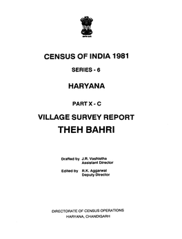 Village Survey Report, Theh Bahri, Part X-C Series-6, Haryana