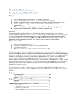 Solar and Infrared Radiation Measurements Frank Vignola