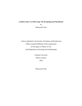 Landless Souls Are Still Living: the Kwupahag and Muanbissek by Mitsuyoshi Yabe