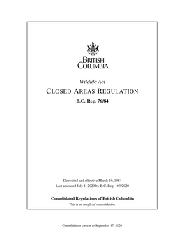 Closed Areas Regulation B.C