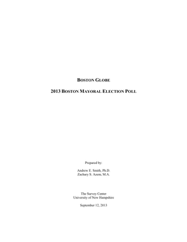 2013 Boston Mayor Election 9/12/2013
