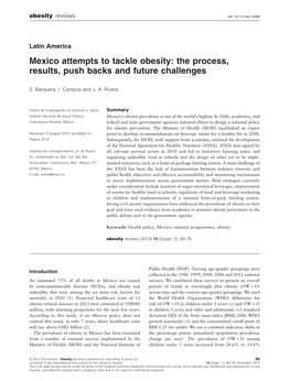 Mexico Attempts to Tackle Obesity: the Process, Results, Push Backs and Future Challenges