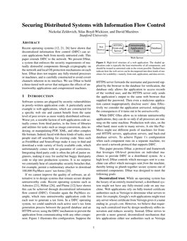 Securing Distributed Systems with Information Flow Control Nickolai Zeldovich, Silas Boyd-Wickizer, and David Mazieres` Stanford University