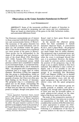 Observations on the Genus Santalum (Santalaceae) in Hawai'il