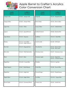 Apple Barrel to Crafter's Acrylics Color Conversion Chart