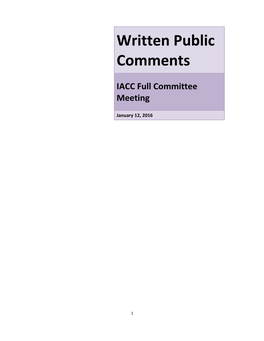 Written Public Comments IACC Full Committee Meeting January 12, 2016