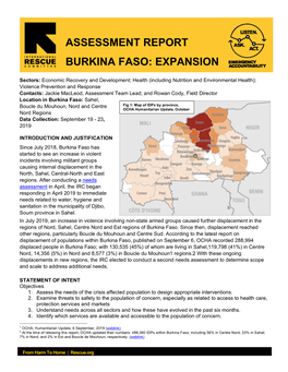 Assessment Report Burkina Faso