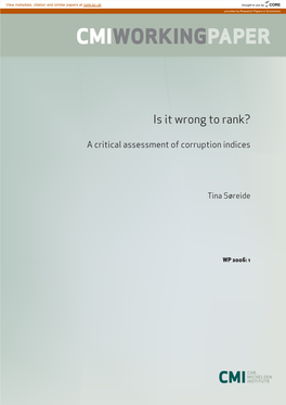 Is It Wrong to Rank? a Critical Assessment of Corruption Indices