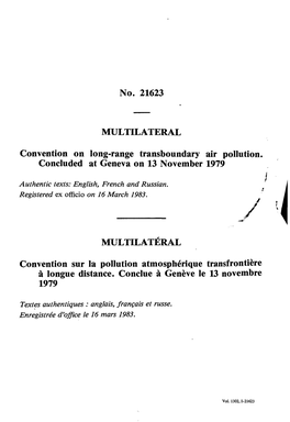 No. 21623 MULTILATERAL Convention on Long-Rangé