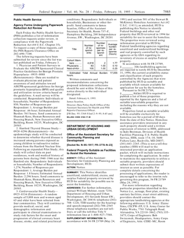 Federal Register / Vol. 60, No. 28 / Friday, February 10, 1995 / Notices 7985