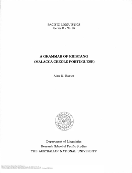 A Grammar of Kristang (Malacca Creole Portuguese)