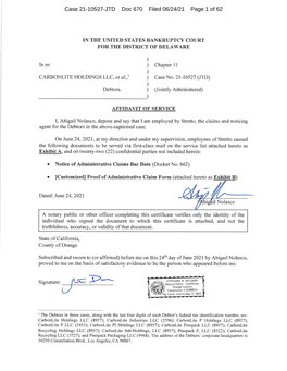 Case 21-10527-JTD Doc 670 Filed 06/24/21 Page 1 of 62 Case 21-10527-JTD Doc 670 Filed 06/24/21 Page 2 of 62