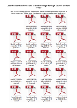 Local Residents Submissions to the Elmbridge Borough Council Electoral Review