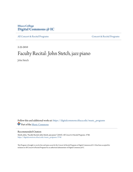 Faculty Recital: John Stetch, Jazz Piano John Stetch