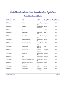 Radical Periodicals in the United States (Pdf)