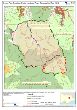 Ovens Fire Complex - Public Land and Road Closures 2Nd Dec 2019