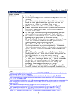 Russian Federation Policy Responses Containment  Border Closure