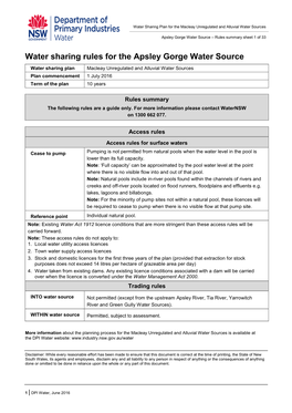 Water Sharing Plan for the Macleay Unregulated and Alluvial Water Sources