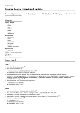 Premier League Records and Statistics
