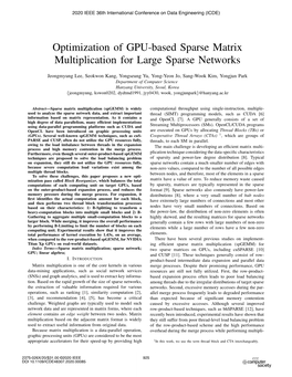 Optimization of GPU-Based Sparse Matrix Multiplication for Large Sparse Networks