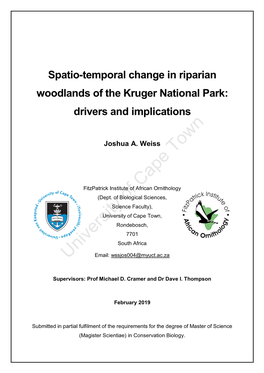 Spatio-Temporal Change in Riparian Woodlands of the Kruger National Park: Drivers and Implications