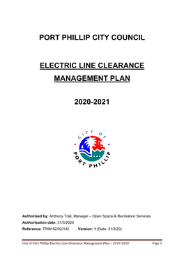 Port Phillip City Council Electric Line Clearance Management Plan 2020