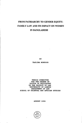 Family Law and Its Impact on Women in Bangladesh
